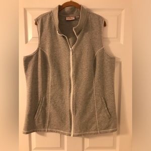 Quacker Factory Vest With Rhinestone Zipper Grey Womens 1X